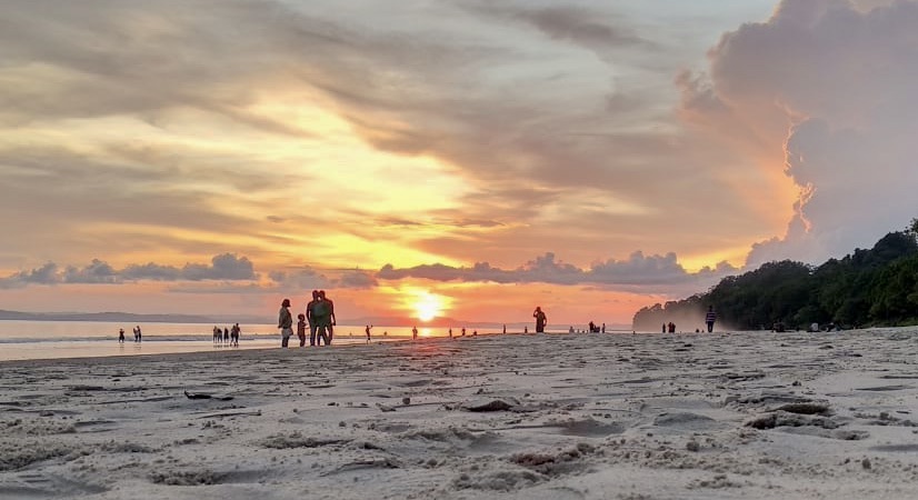 Peaceful sunset at Radhanagar Beach in the Andaman Islands