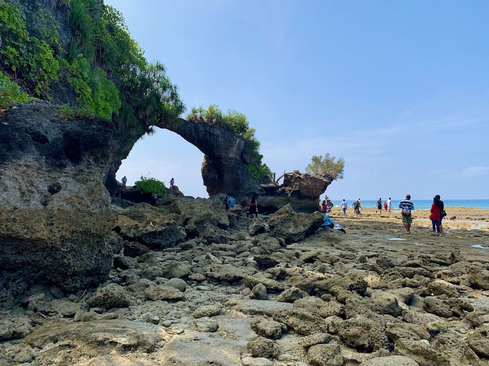 Natural Bridge at Neil Island during low tide in the Andaman Islands